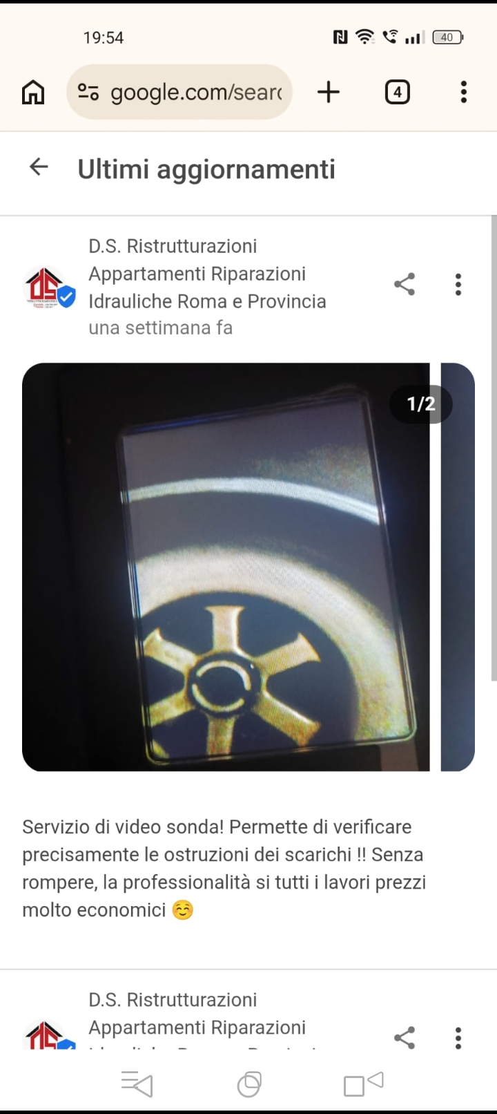 Video ispezione scarico fognario con sonda